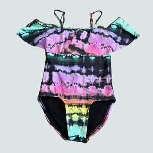 Tie dye off the shoulder swimsuit size 8 NWOT